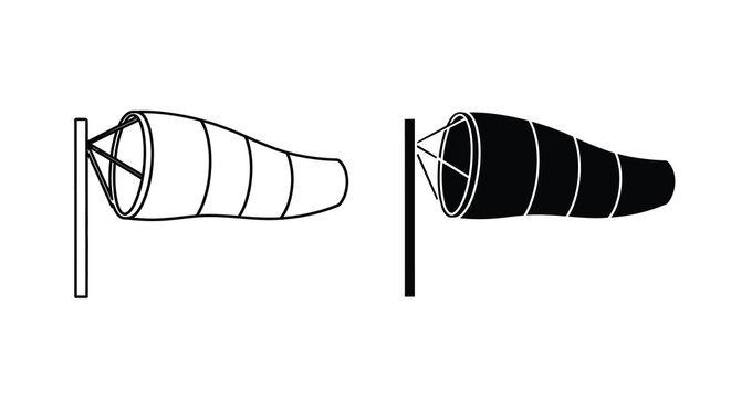 Two wind sock depictions one outlined and one filled a silhouette