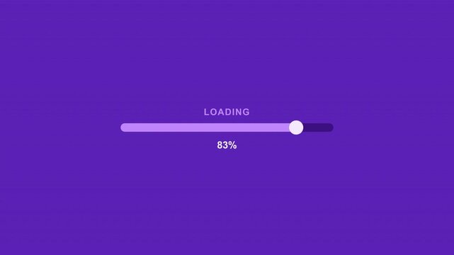 Loading bar at 83 on purple background suitable for tech designs, progress concepts, web development, apps, digital projects.