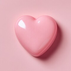 Fototapeta premium Glossy pink heart shape on soft pastel background symbolizing love romance and care gift idea for us
