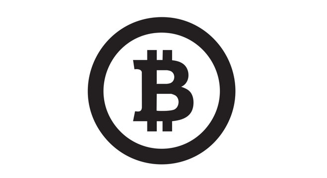 Bitcoin Coin Cryptocurrency Symbol BTC - Black Filled Icon Vector