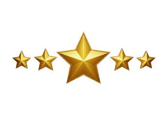 Fototapeta premium Five golden stars with one large star in the center and four smaller stars isolated on transparent background