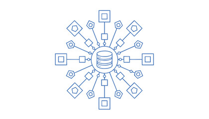Obraz premium Abstract Digital Data Network Representing Information Technology and Connections.