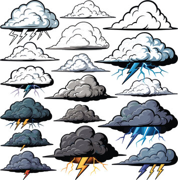 Set of Thunder cloud clipart