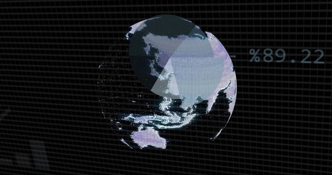 Displaying 3D globe highlighting Asia-Pacific, Australia on HUD with %89