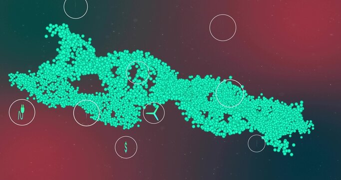 Displaying turquoise particle cluster filling center infographic, showing plug dollar turbine icons