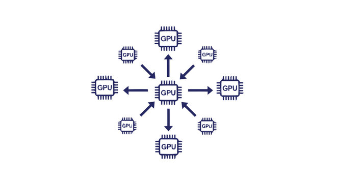 Central Processing Unit with Connected Graphics Processing Units Illustration.