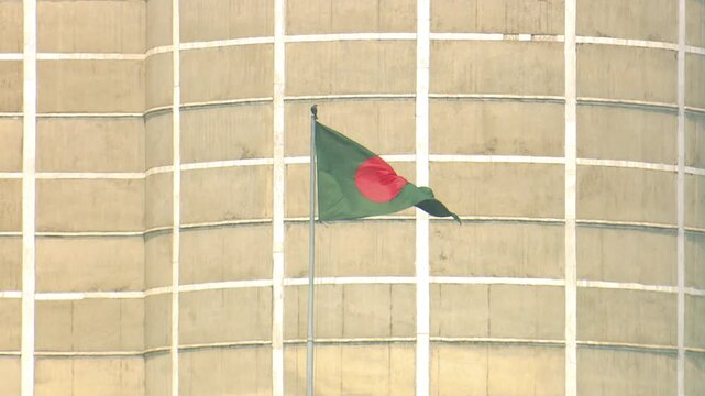 Symbol Of Democracy Bangladesh Flag And National Parliament House