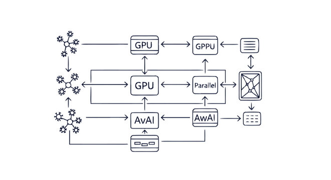 Conceptual Diagram of a Computer System with GPU and Parallel Processing.