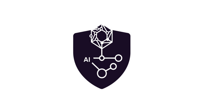 AI Shield Logo - Futuristic Digital Security and Protection Concept.