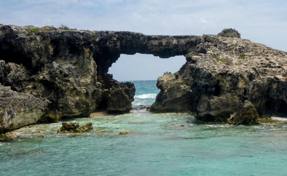 Hell's Gate, an interesting geological formation on a small island east of Antigua island in the Caribbean.