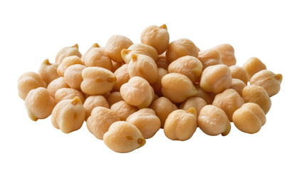 Pile of dried chickpeas light tan color textured surface, and natural form isolated on transparent background for healthy food designs © Pablo