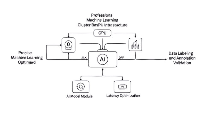 AI System Diagram Illustrating Machine Learning and Data Processing.
