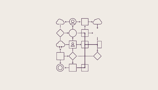 Complex Flowchart Diagram Depicting Data Processing and Information Systems.