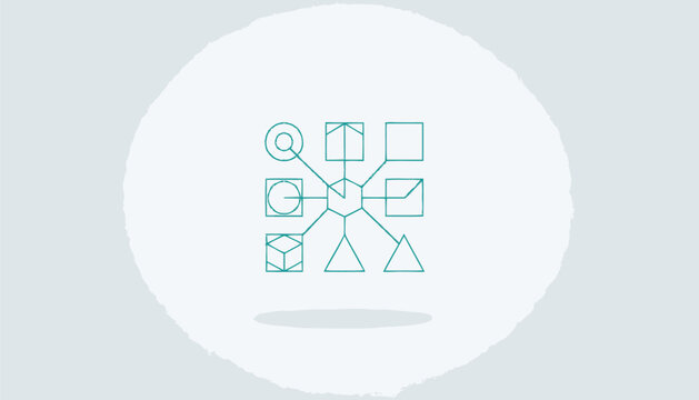 Abstract Network of Shapes and Lines Representing Connectivity and Structure.