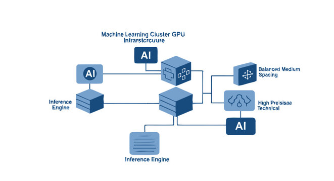 Complex Machine Learning Cluster GPU Infrastructure Diagram with AI Elements.