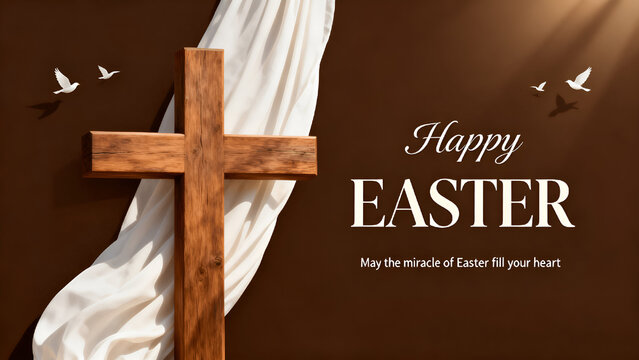 cross and white dove, happy easter design