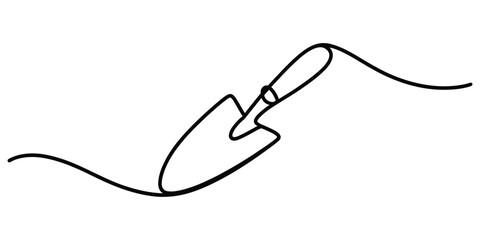 Obraz premium Continuous One Line Drawing of a Garden Trowel
