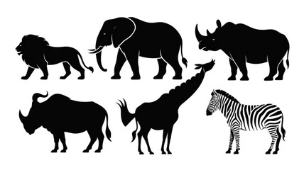 Silhouettes of various african and asian wild ungulates in black and white Vector © MOHHAMMADSALIM