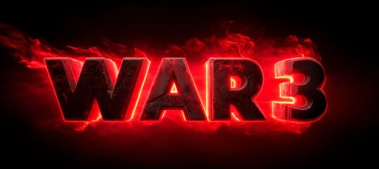 Obraz premium World war 3 3D flame red effect text. Generative AI technology.