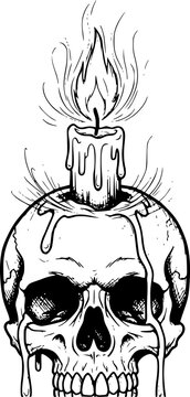 A sketchy style icon of skull candle tattoo

