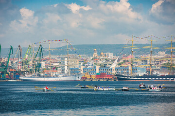 Varna , Bulgaria - May  1, 2014: Black Sea Tall Ships Regatta and Port Varna, Spring Festival © ValentinValkov