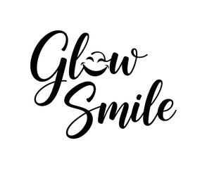 Fototapeta premium Glow Smile. lettering and all elements in black. Vector style. AWhite background. Pure white background. Perfect isolation and visual consistency. Elegant