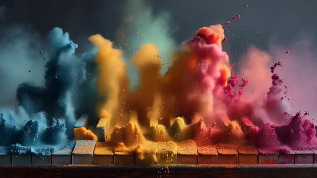 Colorful smoke surrounds piano keys in an artistic display of creativity and sound
