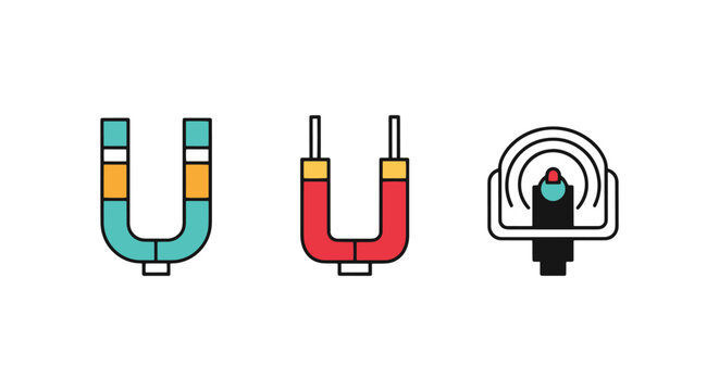 Magnetic Field Sensor Line art simple clean abstract vector