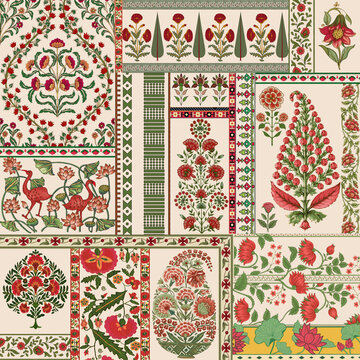 A flawless pattern with ,mughal flower,border for dress and top