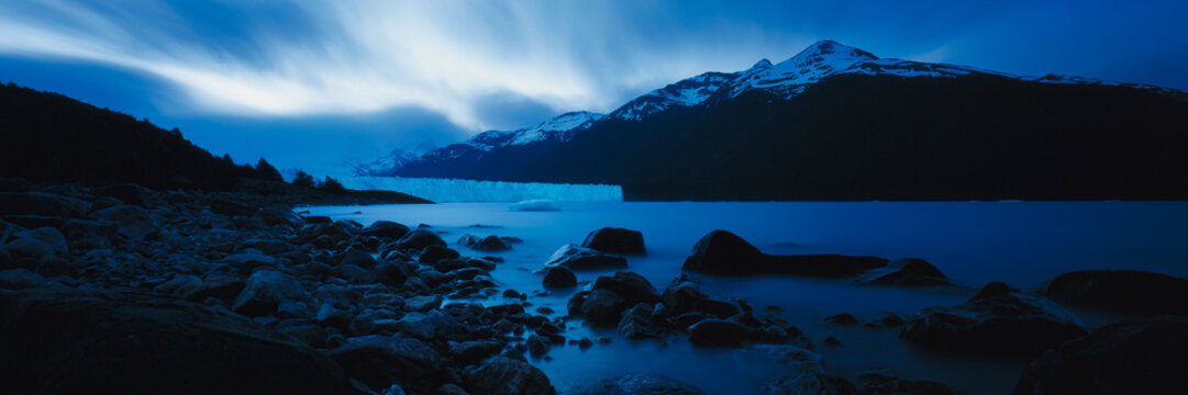 Panoramic view of Perito Moreno Glacier at dusk, Patagonia
