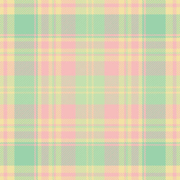 Pastel background fabric textile, coloured plaid seamless vector. Season texture pattern check tartan in light and yellow colors.