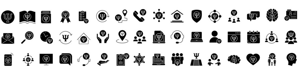 Fototapeta premium Psychology icon vector set. Psychologist Illustration sign collection. Group therapy symbol or logo.