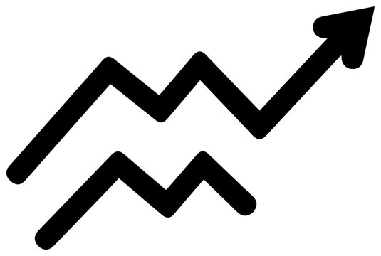 Minimalist black line icon representing financial growth upward trend and positive progress perfect for business analytics economic data visualization and strategic planning