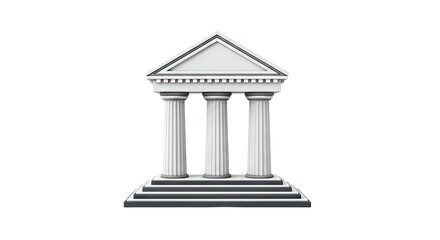 Obraz premium Classical Greek Pediment Building with Three Columns