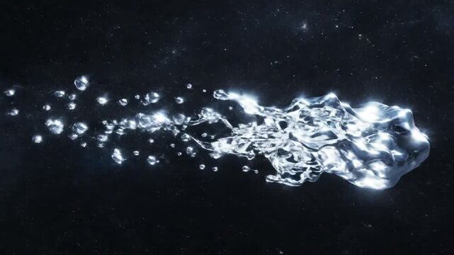 Abstract cgi animation of a dynamic water like shape floating in space