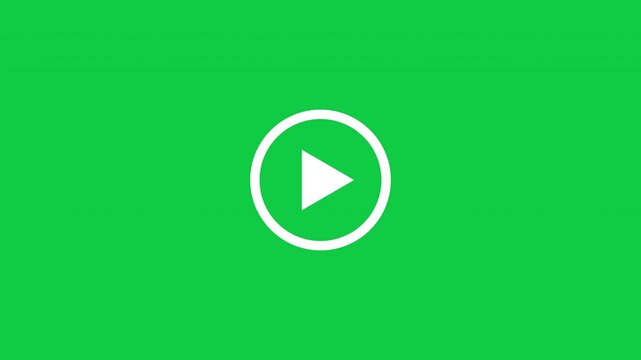 Minimalist Play Button Reveal Animation White On Green Background - Animated Triangle Start Button Icon