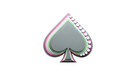 Fototapeta premium Layered Spade Card Symbol with Pastel Colors and White Pearls