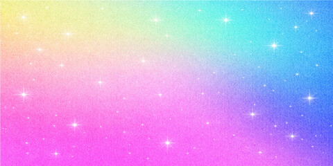 A vibrant cosmic canvas painted with a gradient of pastel hues, speckled with twinkling stars, creating an ethereal and dreamy backdrop. © PS  GALLERY 