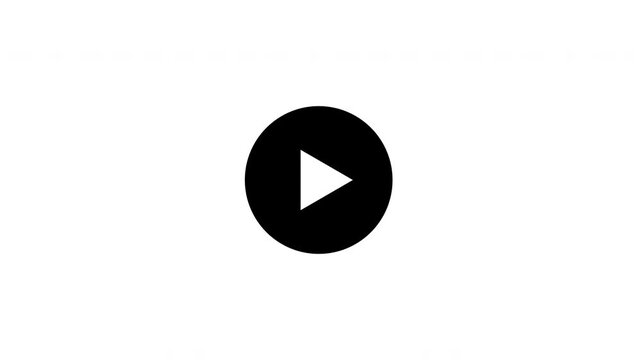 Play Button Reveal In Circle Animation Black On White Background - Animated Triangle Start Button Icon