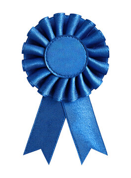 Blue award ribbon badge isolated for achievement and recognition concept, ai generated image