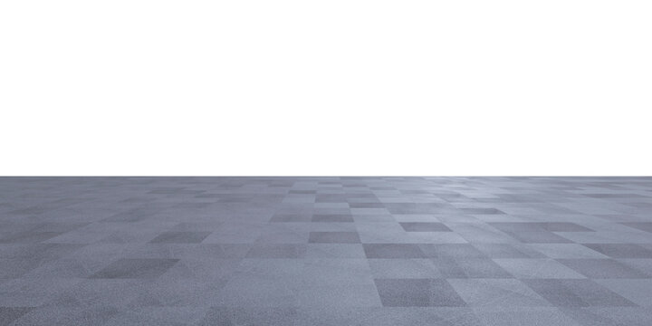 3d rendering empty gray asphalt floor leading to white background