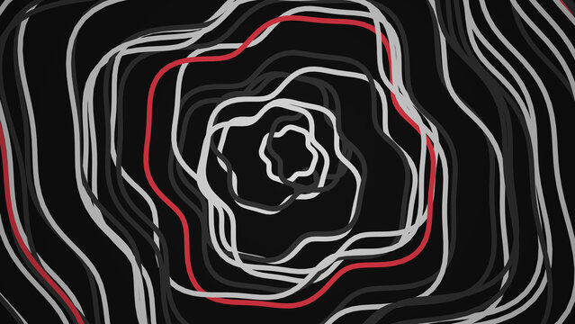 Abstract Wavy Lines Pattern Black Red White Dynamic Flowing Organic Shapes Swirls Hypnotic Visual Art Background for Digital Design and Modern Themes