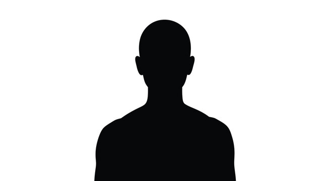 A stark silhouette of a man s head and shoulders against a bright white background