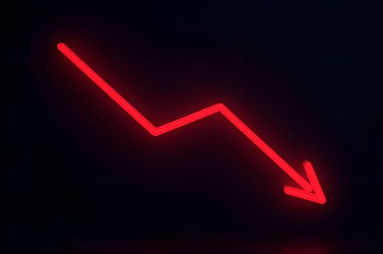 Downward Trend Graph Neon Light Illustration