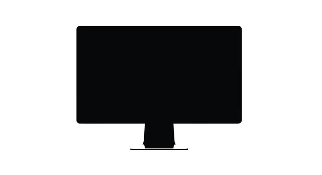 A minimalist silhouette of a modern computer monitor against a stark white background high quality professional