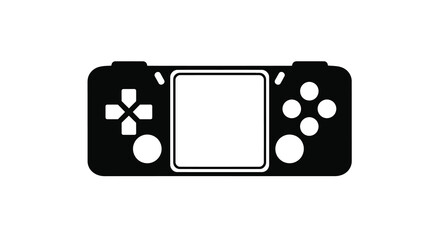 A black and white illustration depicts a retro handheld game console with directional pad and buttons © Niloy MotionArts 3D7