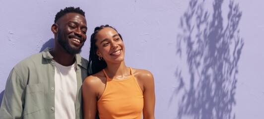 Obraz premium Young Couple in a Street Art Alley, Sharing a Smile.