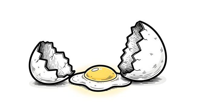 Cracked egg vector illustration with broken shell