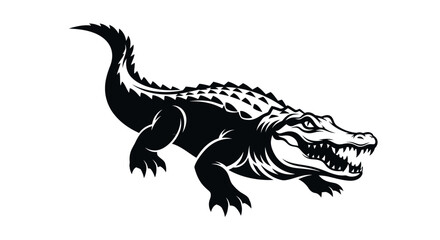 Fototapeta premium Powerful Alligator Illustration with Open Jaws and Sharp Teeth.