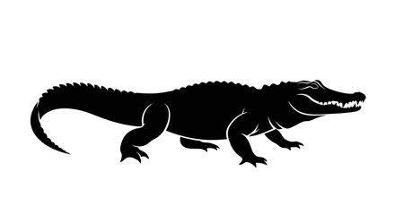 Fototapeta premium Alligator silhouette isolated on white background.